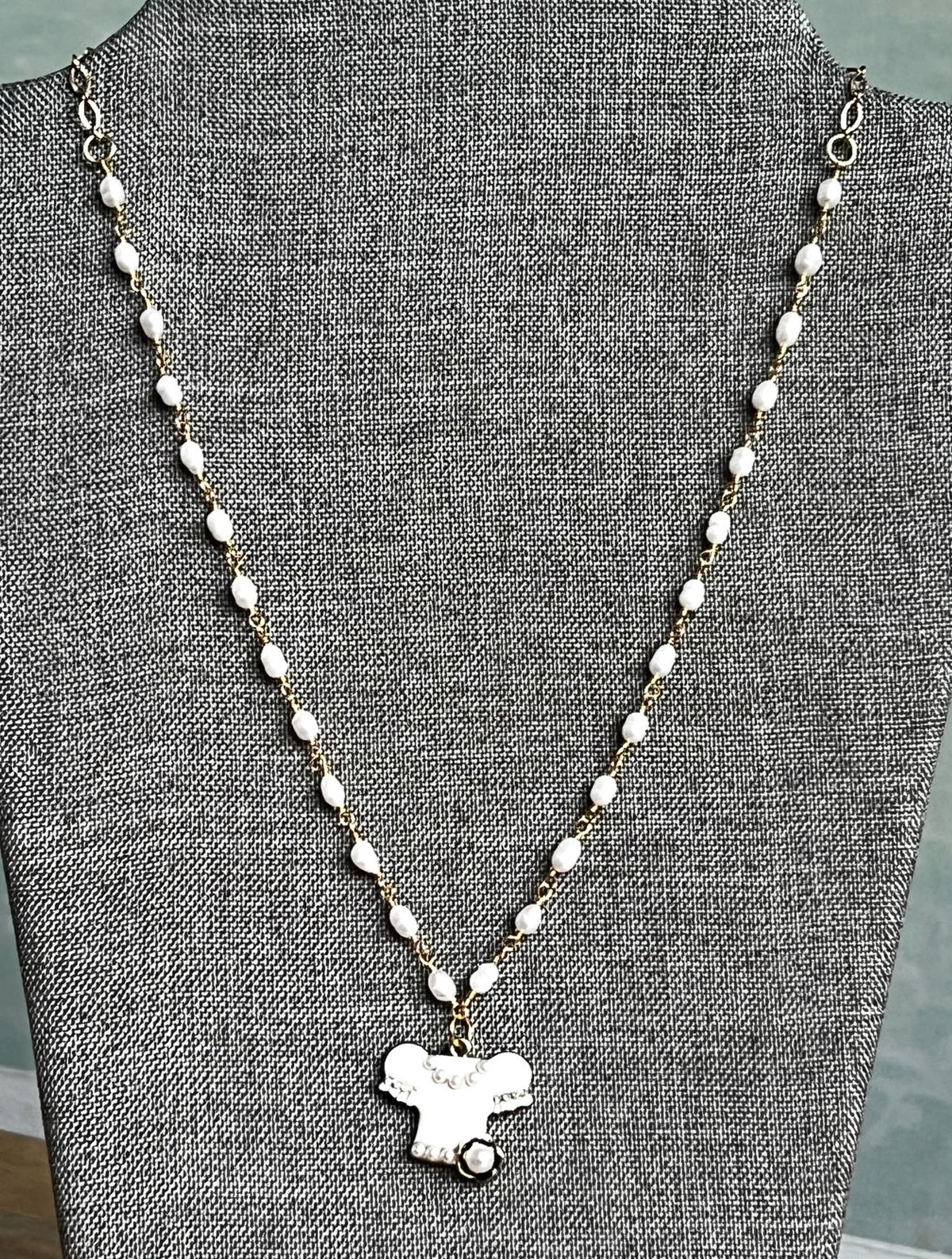 Rock And Roll Sushi necklace on display bust