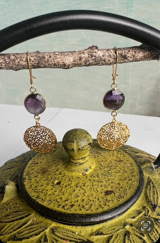 Amethyst Gold Dangle